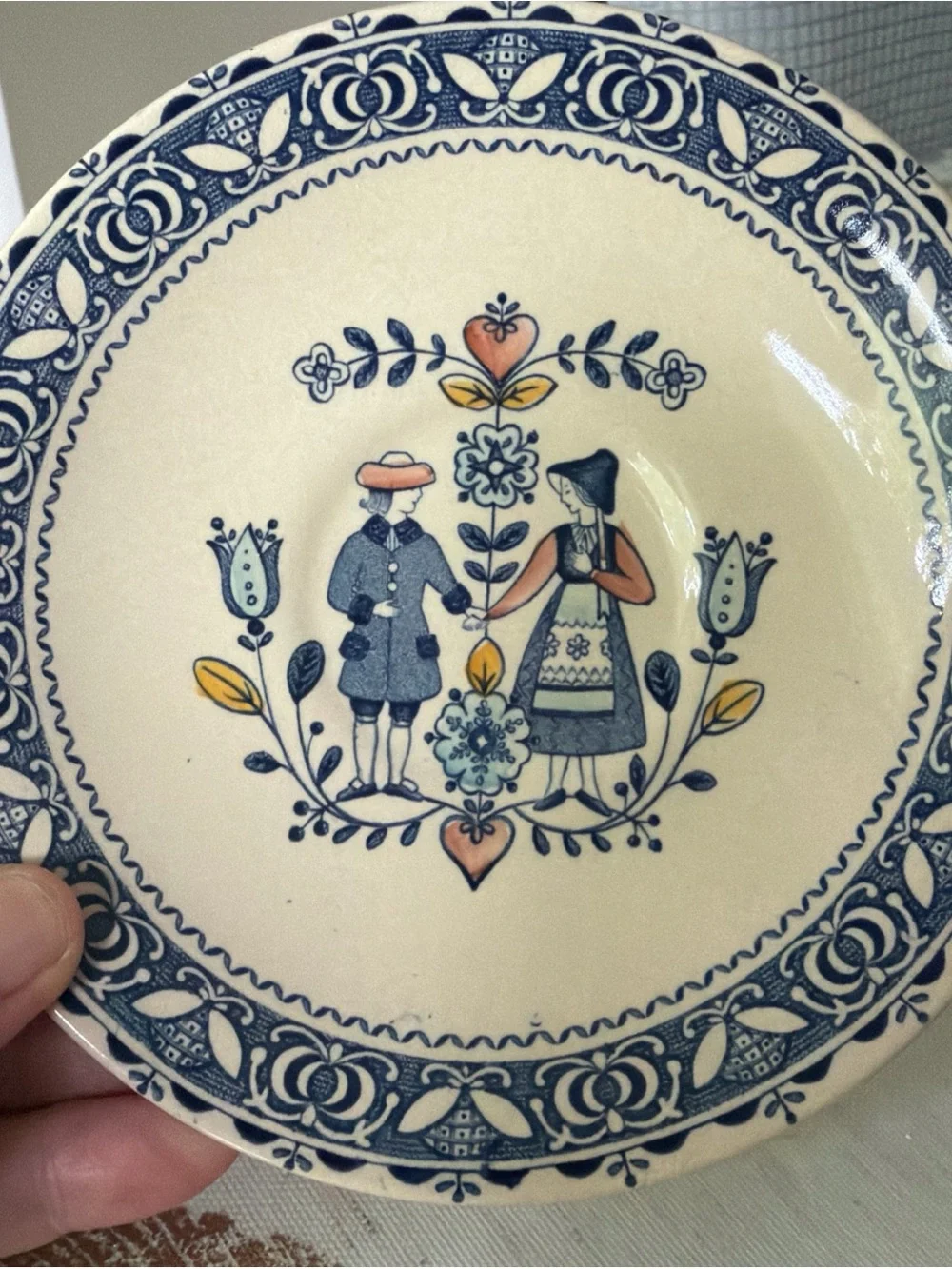 Johnson Brothers Vintage Hearts and flowers ironstone Teacup with Saucer